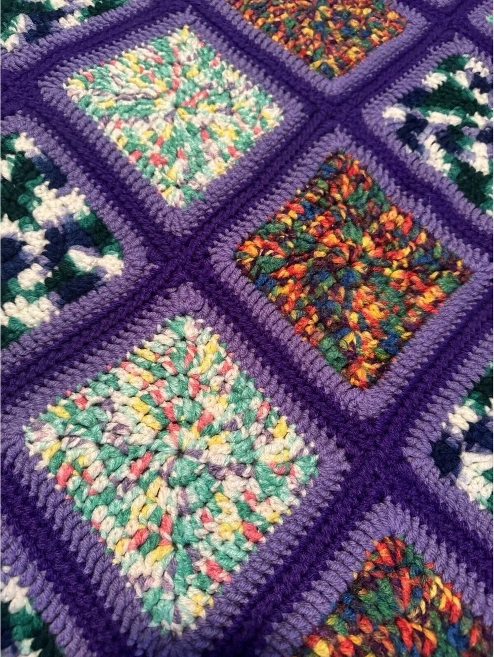 Handmade Crochet Afghan Blanket 80x60 approximate.